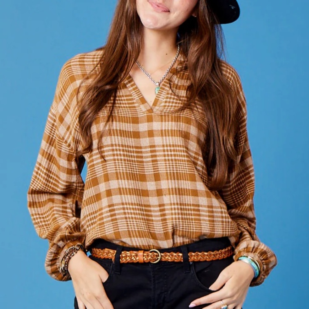 LIKE NEW Carve Designs Plaid Top